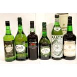 Mixed sherries and a bottle of Martini. P&P Group 2 (£18+VAT for the first lot and £3+VAT for