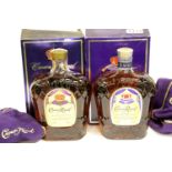 Two boxes 1L bottles of Crown Royal whisky. P&P Group 2 (£18+VAT for the first lot and £3+VAT for