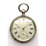 Fine silver key wind pocket watch. Movement signed Sam Greenburgh Bolton. Working at lotting. P&P