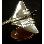 Chrome vulcan bomber on stand, H: 20 cm. P&P Group 2 (£18+VAT for the first lot and £3+VAT for