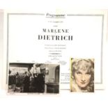 Marlene Dietrich programme for Royal Court Theatre Liverpool September 1965 with cigarette card