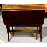Edwardian mahogany drop leaf Sutherland table, L: 68 cm. Not available for in-house P&P