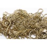 Box of yellow metal chains. P&P Group 1 (£14+VAT for the first lot and £1+VAT for subsequent lots)