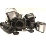 Canon AEI camera with Canon FD 50mm flash FD Zoom and tele plus lenses. P&P Group 2 (£18+VAT for the