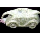 Sadlers racing car teapot in mottled green. P&P Group 2 (£18+VAT for the first lot and £3+VAT for