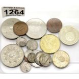 Mixed coins and tokens including three £5 coins. P&P Group 1 (£14+VAT for the first lot and £1+VAT