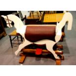 Large wooden rocking horse on pine frame. Not available for in-house P&P.