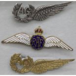 Three RAF pin brooches, one is silver. P&P Group 1 (£14+VAT for the first lot and £1+VAT for