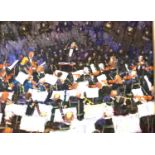 Gerry Blood oil on canvas Halle Orchestra and audience, 72 x 58 cm. Not available for in-house P&P.