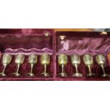 Two velvet cased sets of silver plated goblets. P&P Group 2 (£18+VAT for the first lot and £3+VAT