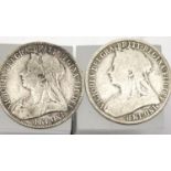 Two Victoria florins, 1898 and 1900. P&P Group 1 (£14+VAT for the first lot and £1+VAT for