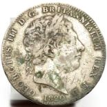 George III 1820 crown. P&P Group 1 (£14+VAT for the first lot and £1+VAT for subsequent lots)