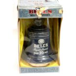 Boxed bottle of Bells 20 years old whisky, box in poor condition. P&P Group 2 (£18+VAT for the first