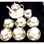 Twenty two piece Royal Albert Old Country Rose tea service. Not available for in-house P&P.