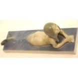 Royal Copenhagen reclining mermaid, L: 21 cm. P&P Group 2 (£18+VAT for the first lot and £3+VAT