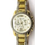 Ingersoll diamond set gents wristwatch on a gold plated bracelet. P&P Group 1 (£14+VAT for the first