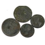 Four 18th and 19th century Irish copper coins. P&P Group 1 (£14+VAT for the first lot and £1+VAT for