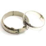 Two silver bangles, one hallmarked other sterling silver, 51g. P&P Group 1 (£14+VAT for the first