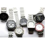 Six designer gents wristwatches. P&P Group 1 (£14+VAT for the first lot and £1+VAT for subsequent