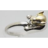 14ct gold panther ring, size N 3.1g. P&P Group 1 (£14+VAT for the first lot and £1+VAT for