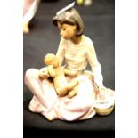 Lladro gres mother and child, H: 21 cm. P&P Group 2 (£18+VAT for the first lot and £3+VAT for