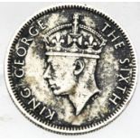 1951 - Mauritius Silver Quarter Rupee of King George VI. P&P Group 1 (£14+VAT for the first lot
