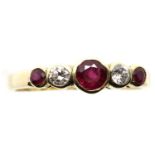 9ct gold ruby and diamond ring, size P/Q, 2.4g. P&P Group 1 (£14+VAT for the first lot and £1+VAT