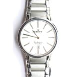 Edox ultra slim gents stainless steel wristwatch, working at lotting. P&P Group 1 (£14+VAT for the