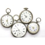 Four silver cased pocket and fob watches (not working at lotting.) P&P Group 1 (£14+VAT for the