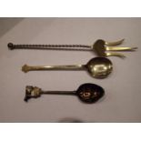 Two hallmarked silver spoons and a silver pickle fork. 49g. P&P Group 1 (£14+VAT for the first lot