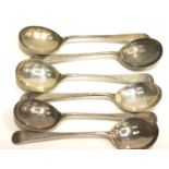 Set of six hallmarked silver soup spoons, Sheffield assay 1943, combined 276g. P&P Group 1 (£14+