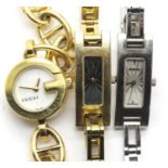 Three ladies Gucci wristwatches. P&P Group 1 (£14+VAT for the first lot and £1+VAT for subsequent