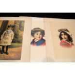 Four Antique lithographs of children from1910 25 x 35 cm, probably Italian. P&P Group 1 (£14+VAT for