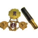 RAOB chains and a brass telescope. P&P Group 2 (£18+VAT for the first lot and £3+VAT for