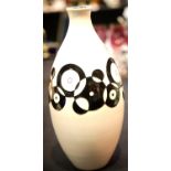 Large Moorcroft white and black vase in the Trial design, H: 31 cm. P&P Group 2 (£18+VAT for the