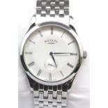 Boxed Rotary wristwatch on a steel bracelet, requires battery. P&P Group 1 (£14+VAT for the first