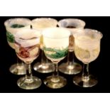 Six Isle of Wight wine glasses, H: 15.5 cm approximately. Not available for in-house P&P Condition
