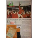 25th Anniversary of the World Cup win stamps with Bobby Moore, Martin Peters, and Geoff Hurst