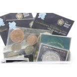 Mixed UK coins including 1953 mint set and four Countdown to London 2012 £5 coins. P&P Group 1 (£