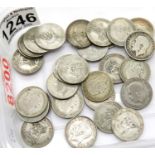 Twenty eight George V silver shillings. P&P Group 1 (£14+VAT for the first lot and £1+VAT for