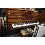 Walderman German contemporary upright piano in high gloss flame mahogany L: 147 cm, with height