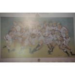 Limited signed England Grand Slam Champions 1995 print, 40 x 60 cm. Not available for in-house P&P.