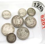 Four Victoria half crowns and four shillings. P&P Group 1 (£14+VAT for the first lot and £1+VAT