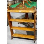 Victorian oak four shelf bookcase, H: 96 cm. Not available for in-house P&P