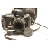 Nikon f2 film camera with micro Nikkor P auto lens 1:3.5 f=55mm with case. P&P Group 2 (£18+VAT