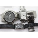Three Emporio Armani and one Armani gents wristwatches. P&P Group 1 (£14+VAT for the first lot