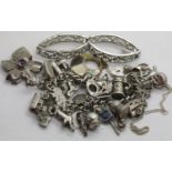 Silver charm bracelet and other silver, 125g. P&P Group 1 (£14+VAT for the first lot and £1+VAT