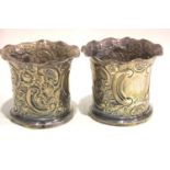 Pair of square hallmarked silver vases by John Dixon and Sons, 197g. Not available for in-house P&P.