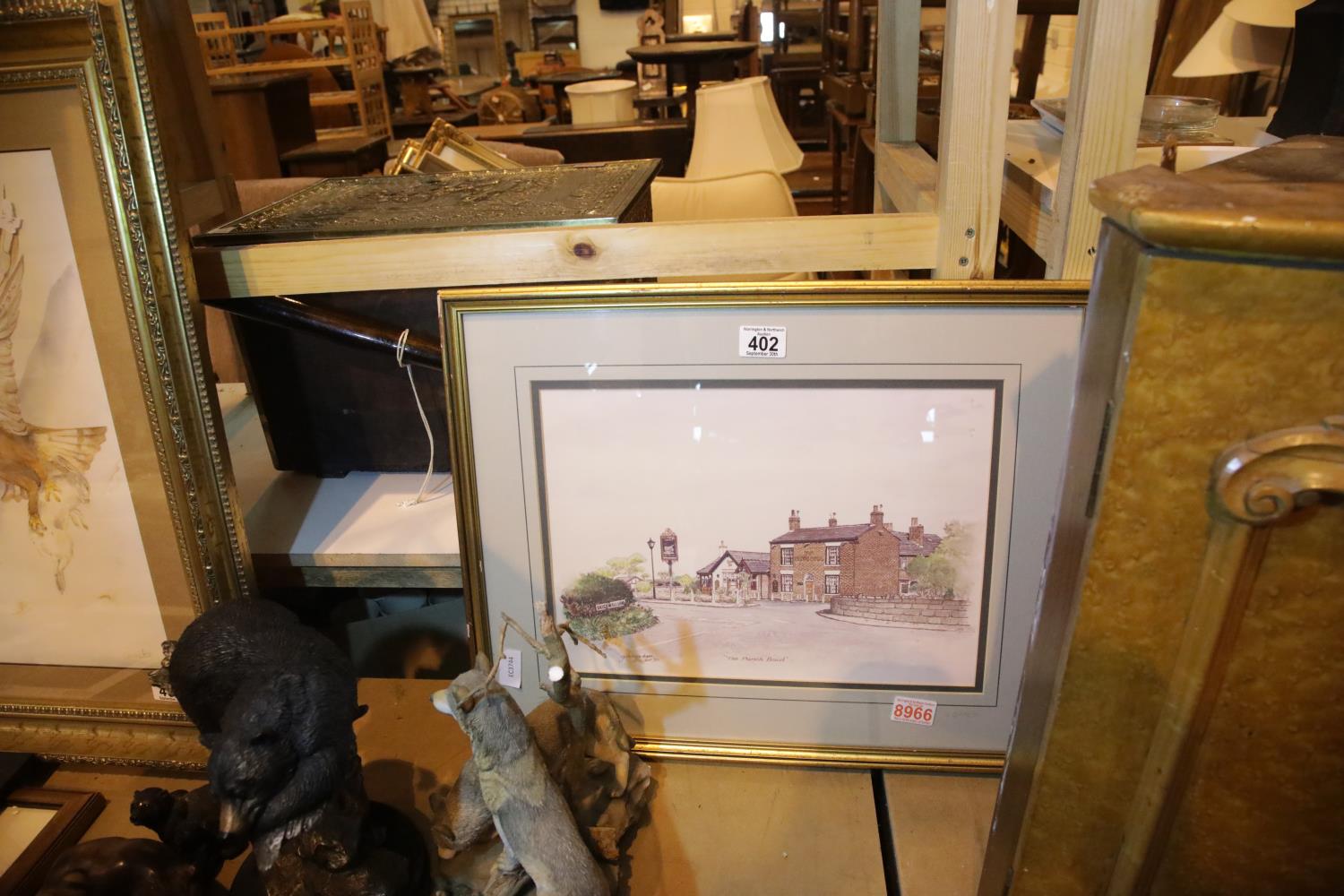 Limited edition print of the Punch Bowl Pub, signed John Haslam, 38 x 26 cm. Not available for in-