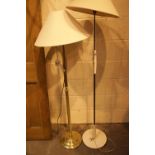 Modern brass standard lamp and a further vintage standard lamp. Not available for in-house P&P